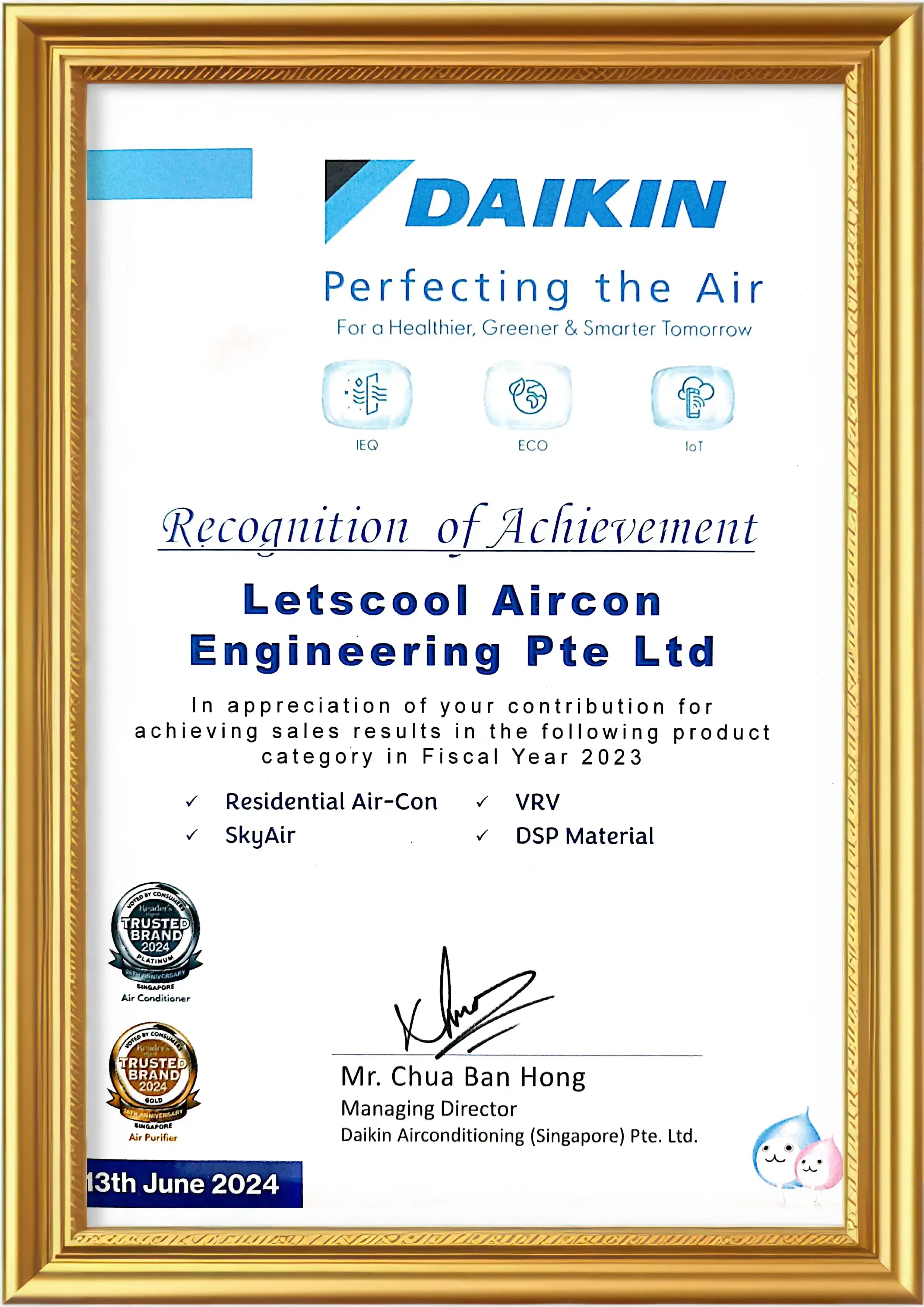 daikin dealer certificate