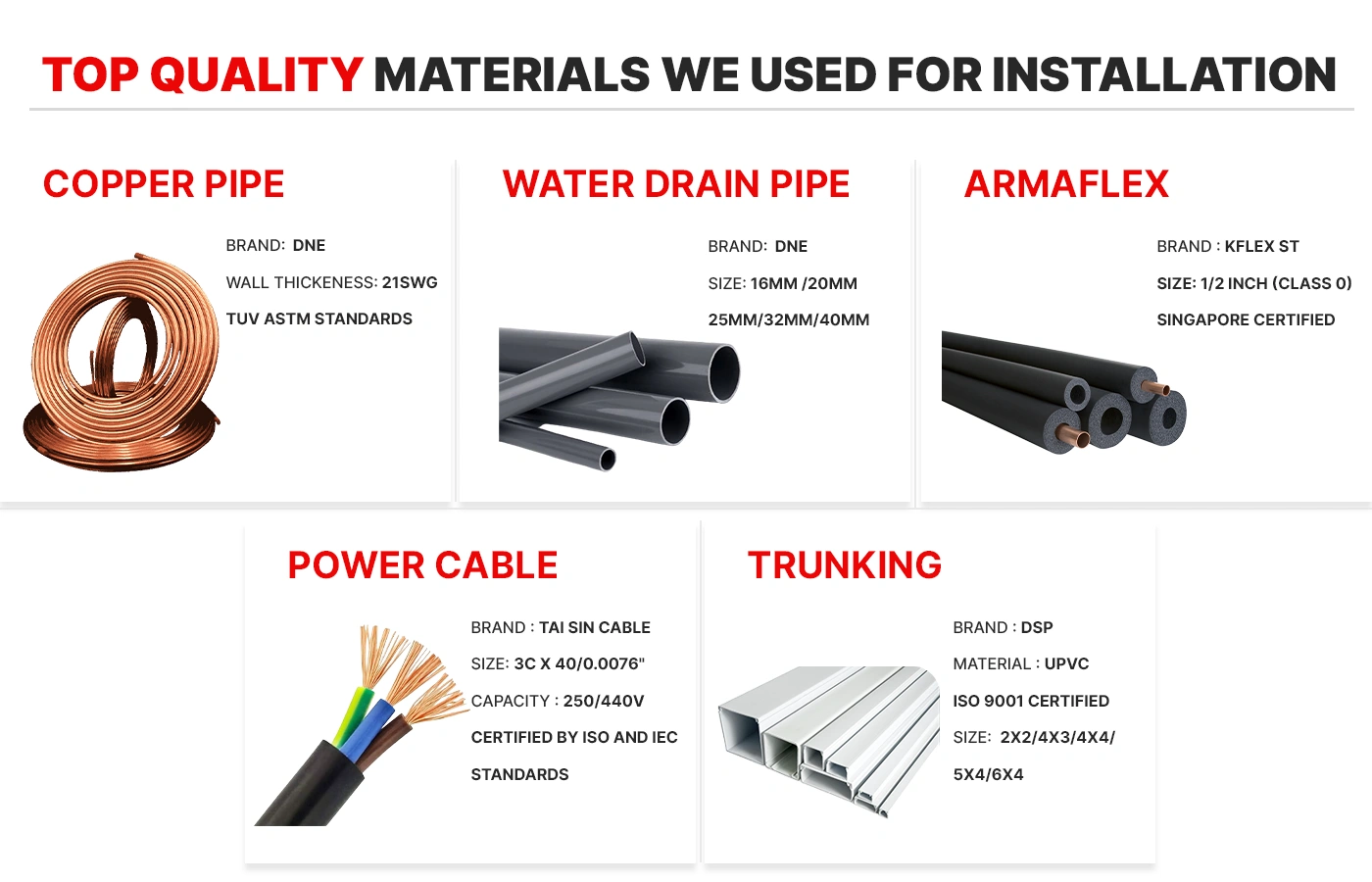 aircon installation Materials 02 aircon installation Materials