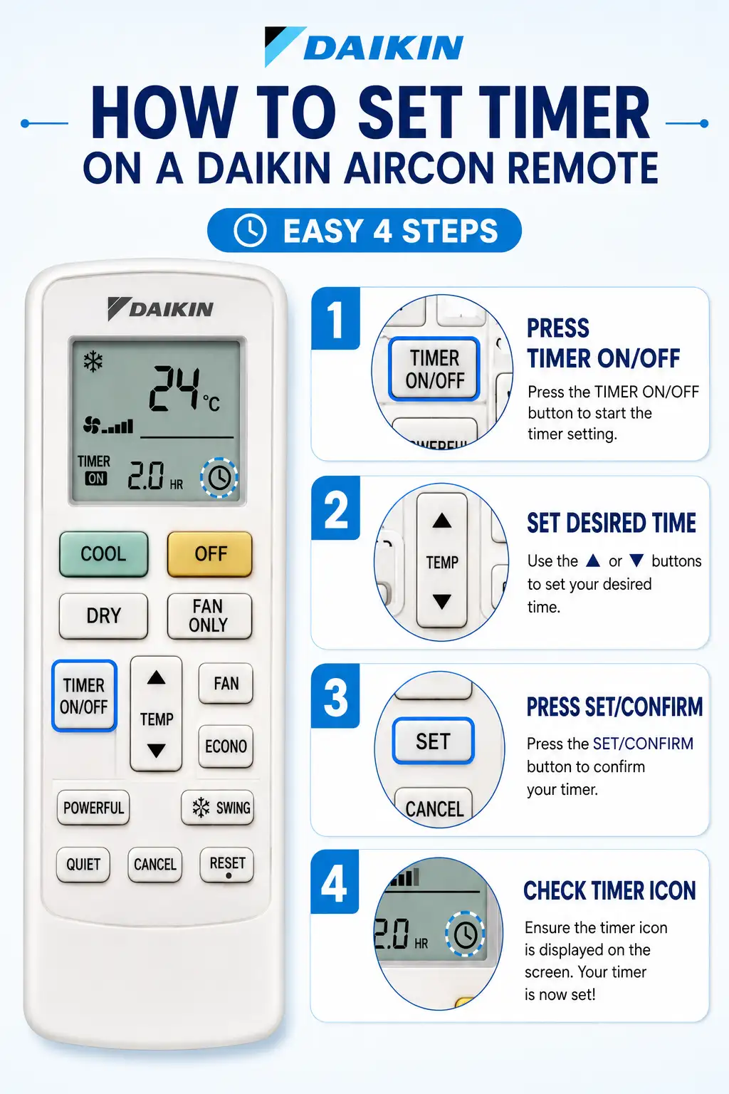 How to set timer on daikin