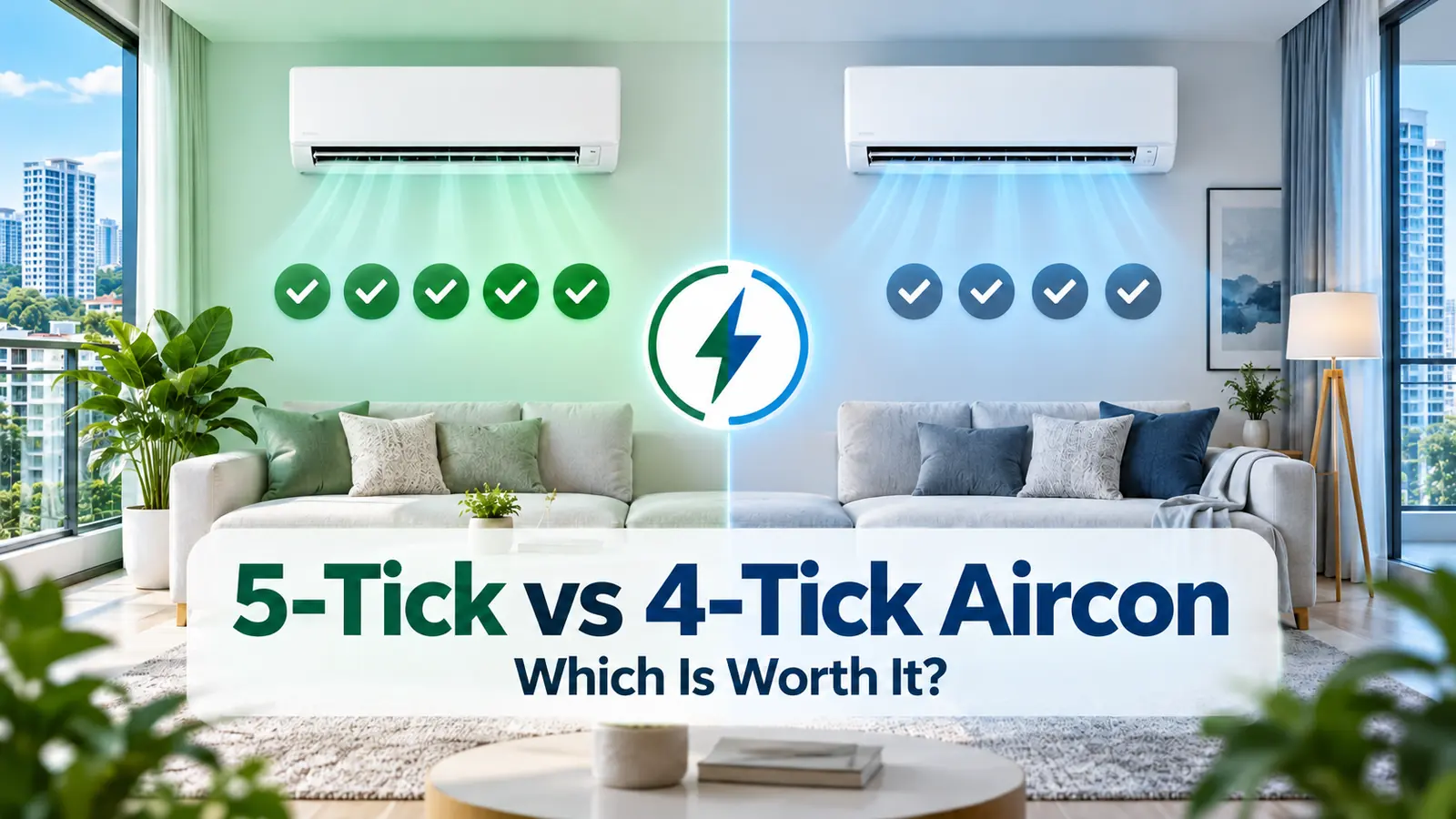 Comparison of 5-tick and 4-tick aircon systems in a Singapore home