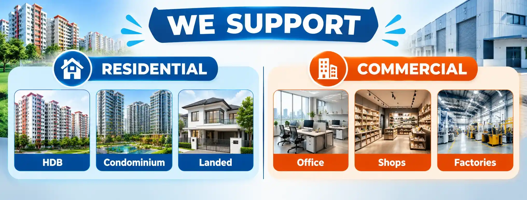 we support residential and commercial